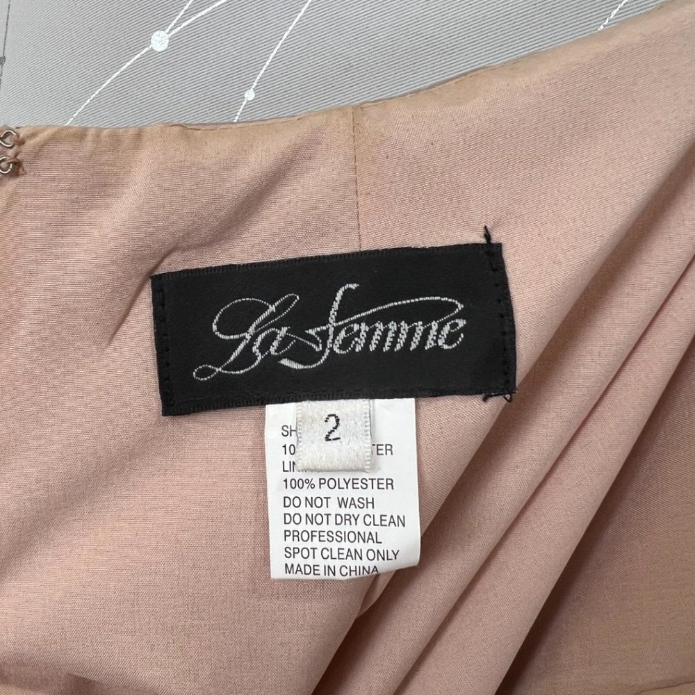 La Femme Beige Crop Top Long Mermaid Evening Gown $438 - Picture 6 of 10